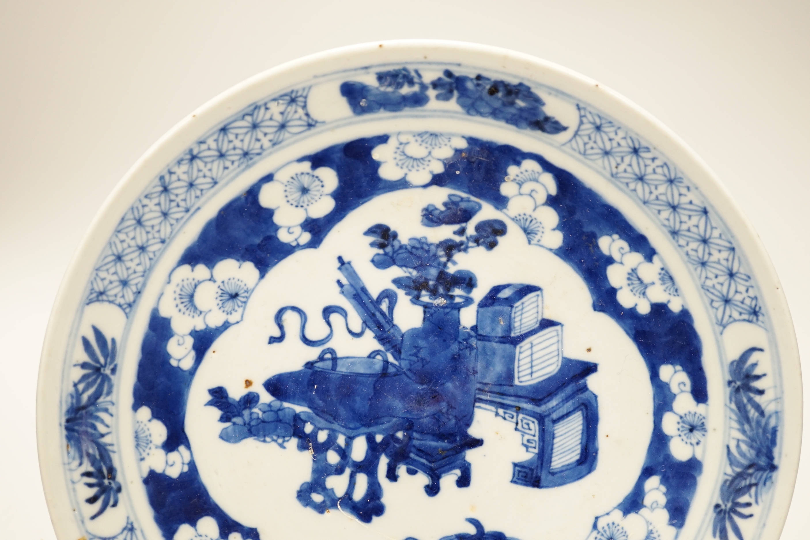 A 19th century Chinese blue and white plate, 25.5cm